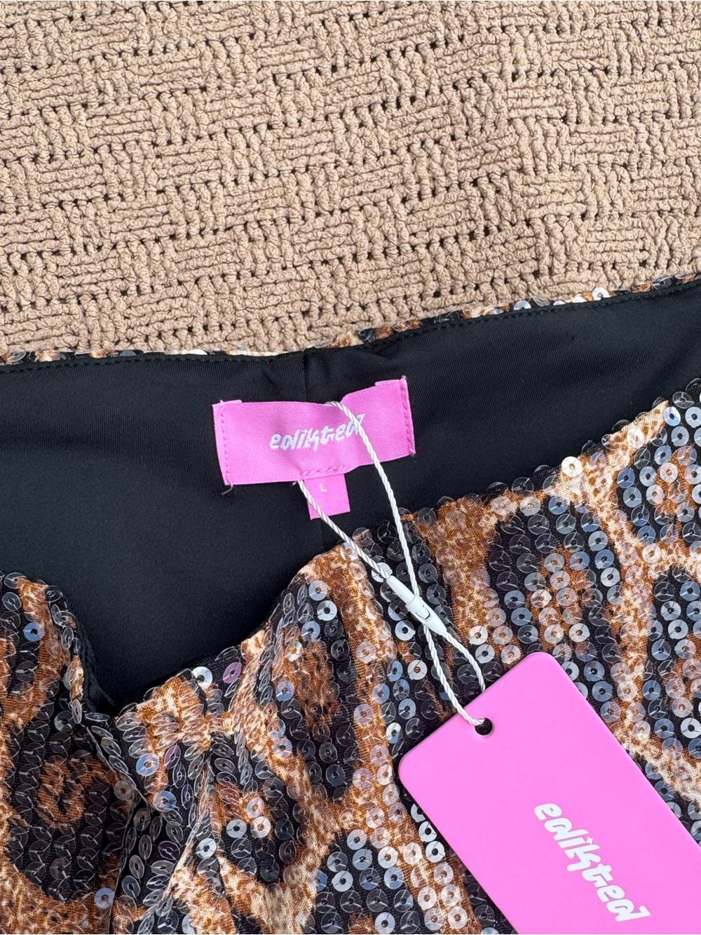 Sequin Leopard Printed Micro Shorts - Picture 3 of 5